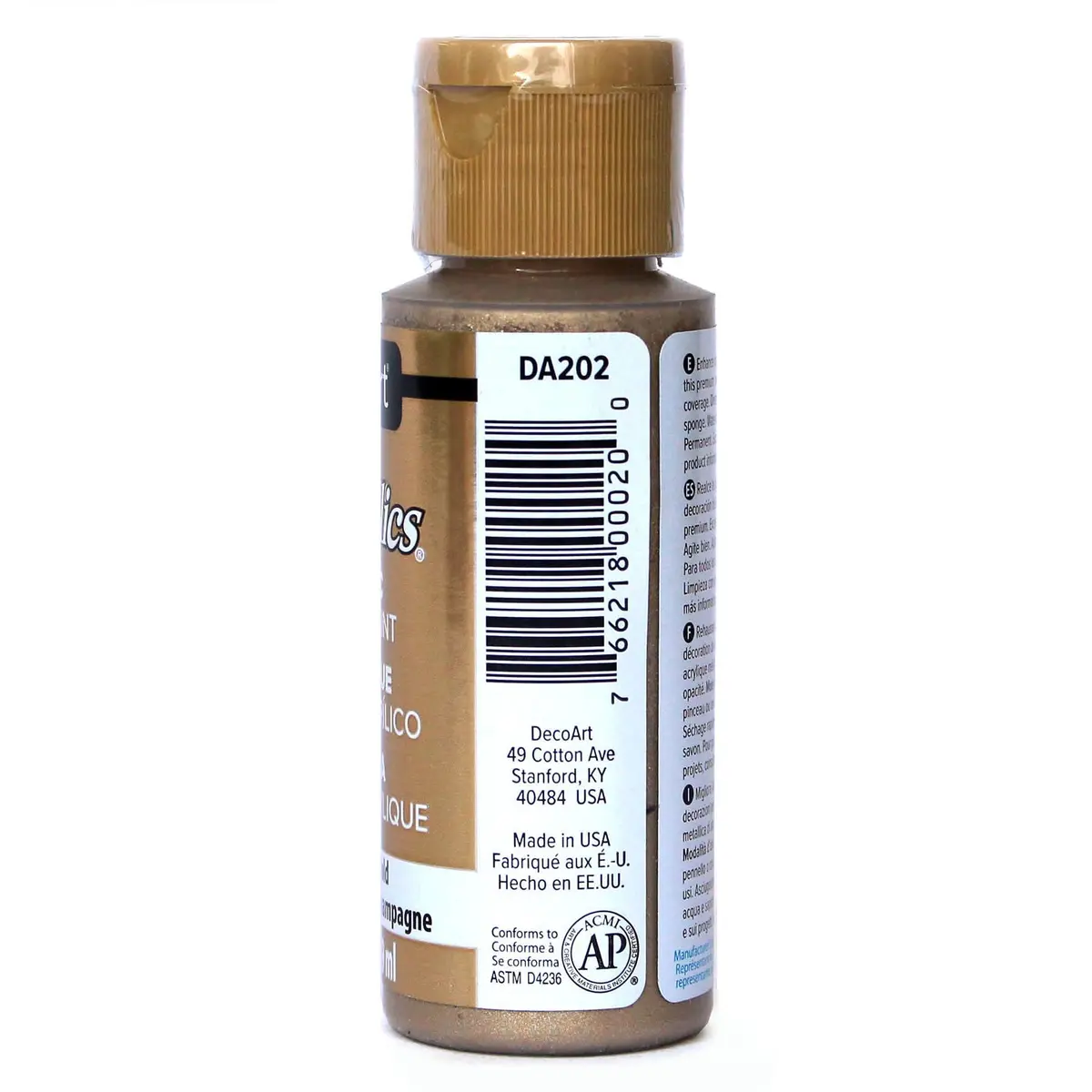 DecoArt Dazzling Metallics 2-Ounce Champagne Gold Acrylic Paint | Water-Based, Non-Toxic, Durable Finish - view 2