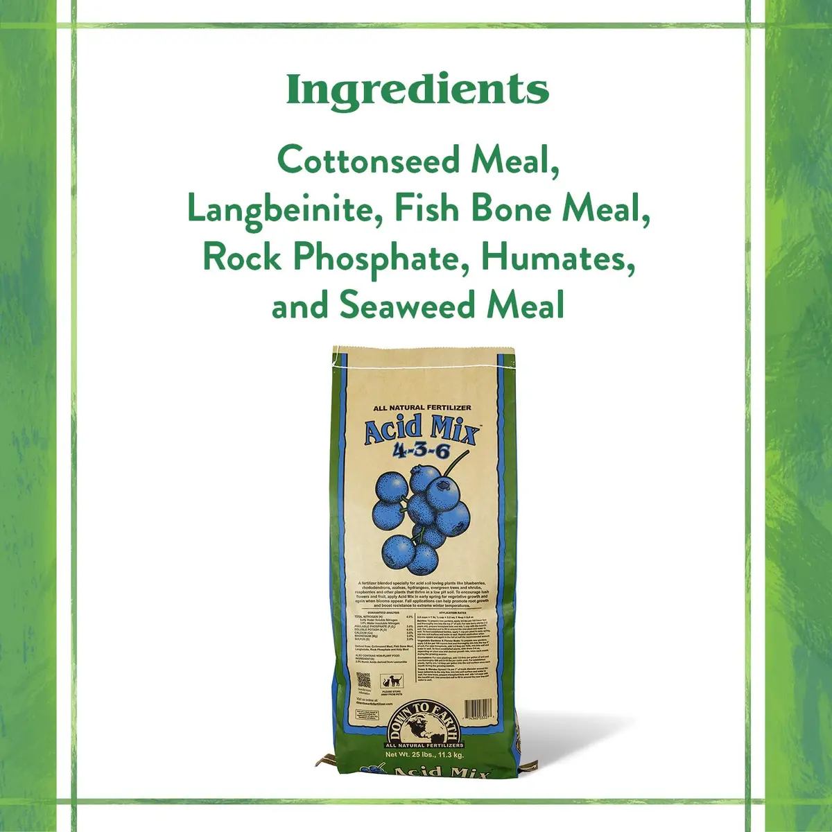 Down To Earth All Natural Fertilizers Organic Acid Mix 25 lb | Acid-Loving Plant Fertilizer - view 3