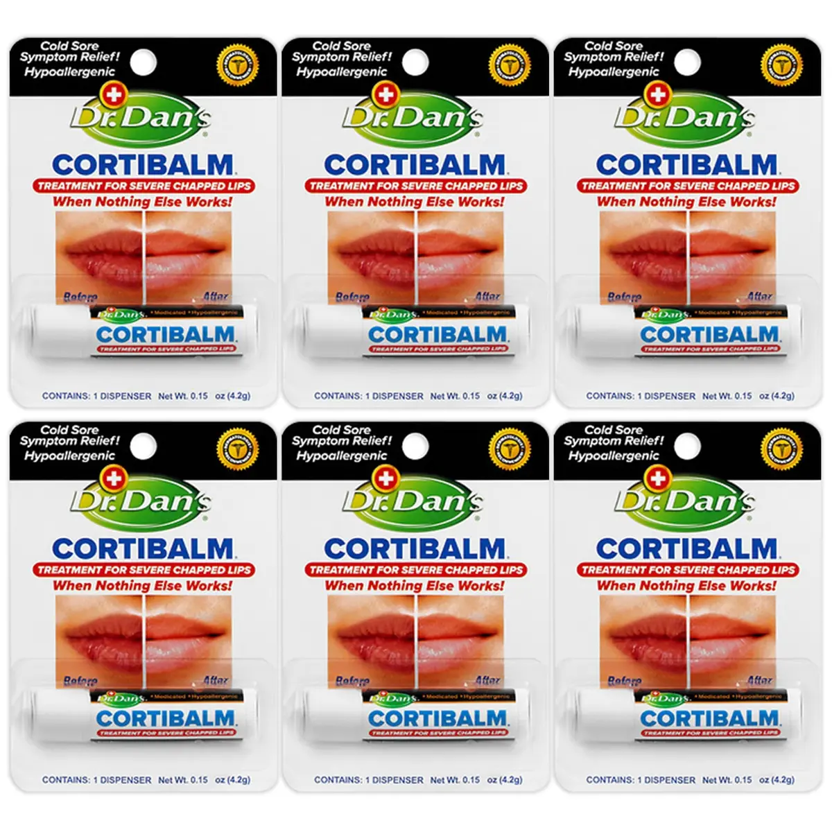 Dr. Dan's Cortibalm 6-Pack Healing Lip Balm for Chapped Dry & Cracked Lips | Hydrocortisone & Beeswax - main product image