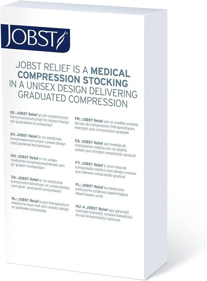 JOBST Relief Knee High 20-30 mmHg Compression Stockings with Silicone Band, Closed Toe, Black, Medium | All Day Wear Support - view 9