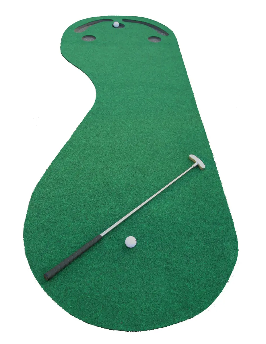 PUTT-A-BOUT Grassroots Par Three Putting Green 2.74 m x 0.91 m (9ft x 3ft) | Kidney-Shaped Practice Mat with 3 Cups - view 3
