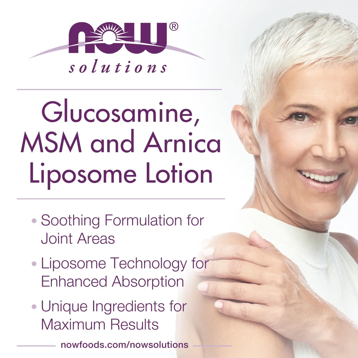NOW Glucosamine, MSM & Arnica Liposome Lotion 8 Fl Oz | Supports Joint Comfort & Absorption - view 3