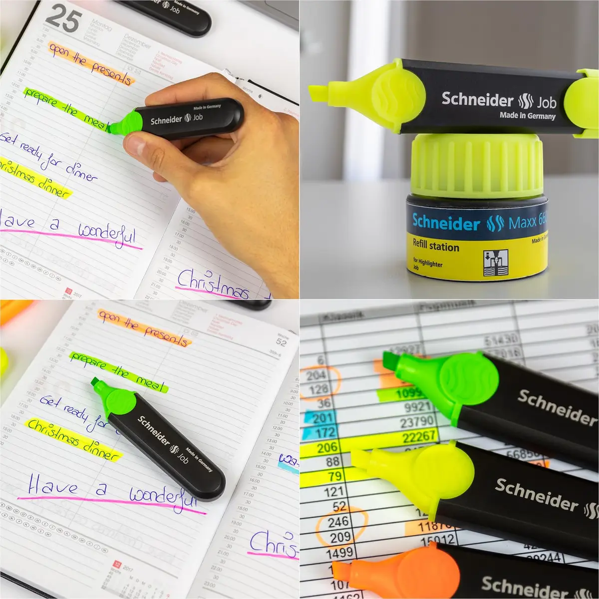 Schneider Job 150 Highlighters Assorted Colours | Chisel Tip, Refillable, Light-Resistant Highlighting - view 3