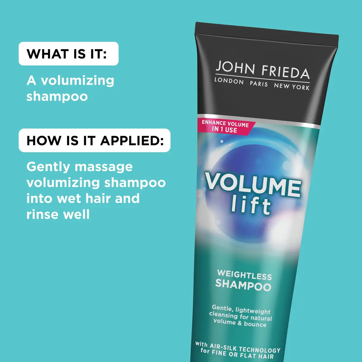 John Frieda Volume Lift Weightless Shampoo 8.45 Oz | Adds Natural Fullness & Bounce for Fine Hair - view 4