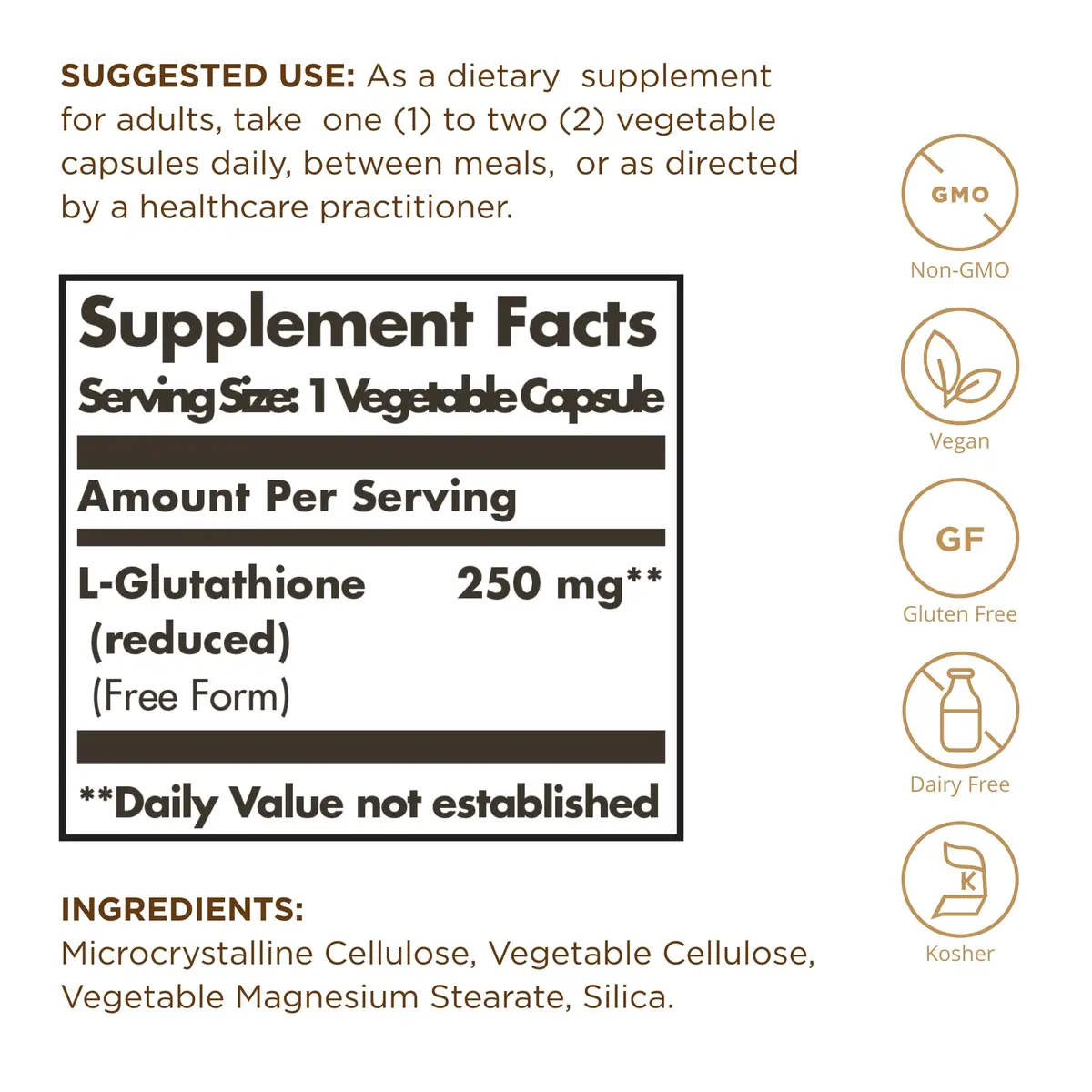 Solgar Reduced L-Glutathione 250 mg Vegetable Capsules | 30 Count (77g) - view 2