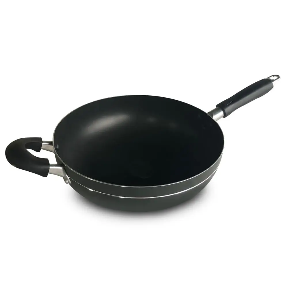 Bene Casa Wok 12-inch Aluminum Non-Stick Stir-Fry Pan | Stay Cool Double Handle Oven Safe - main product image