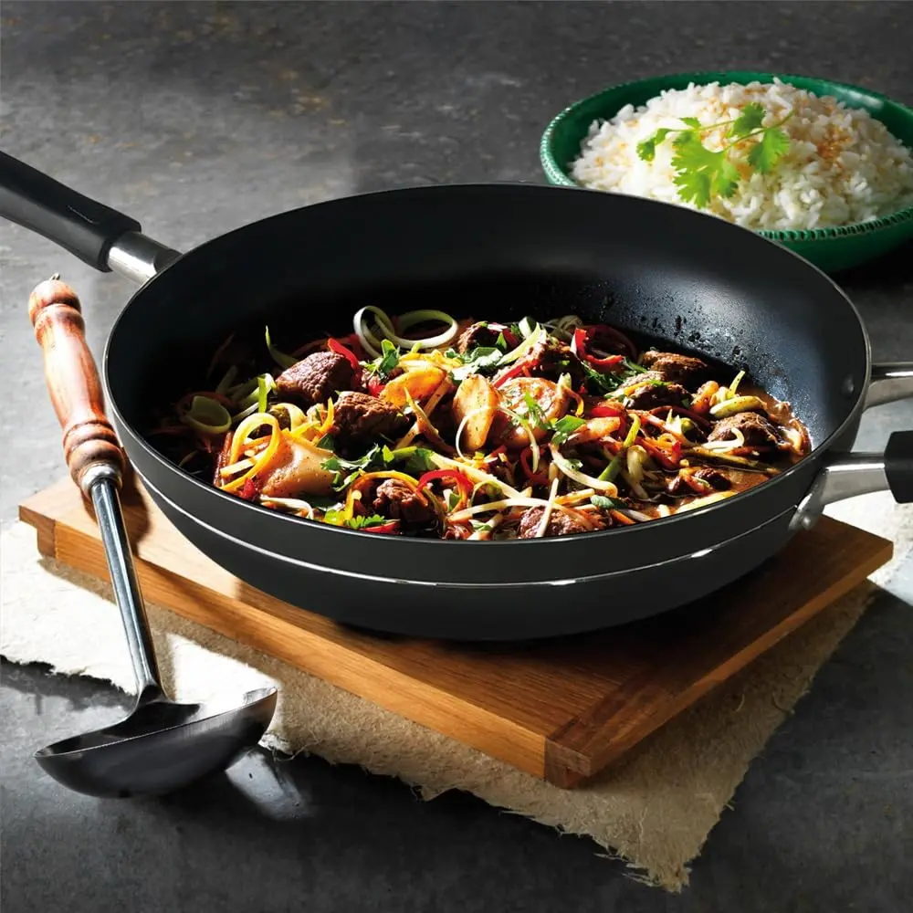 Bene Casa Wok 12-inch Aluminum Non-Stick Stir-Fry Pan | Stay Cool Double Handle Oven Safe - view 6