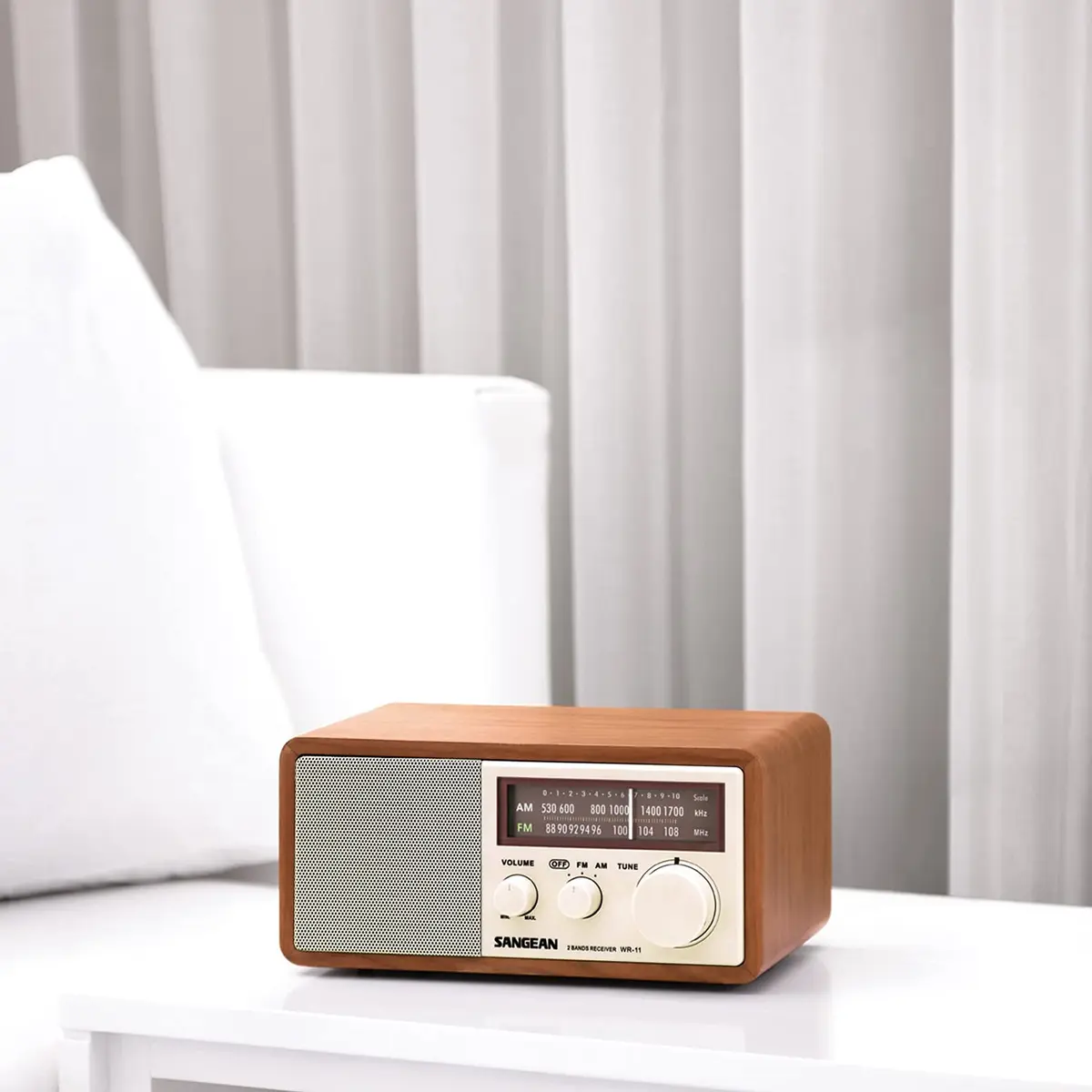 Sangean WR-11 Wood Cabinet AM/FM Tabletop Analog Radio, Powerful Speaker | Vintage Design with Superior Reception - view 5