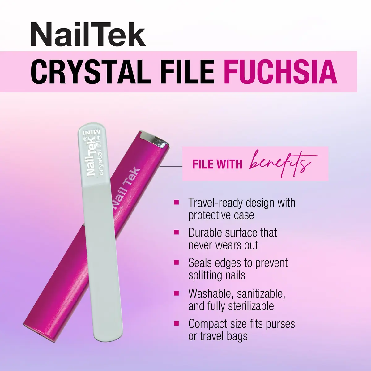 Nail Tek Crystal File - Glass Nail File with Case, Gentle & Durable for Natural Nails, Travel-Friendly 3" - view 3