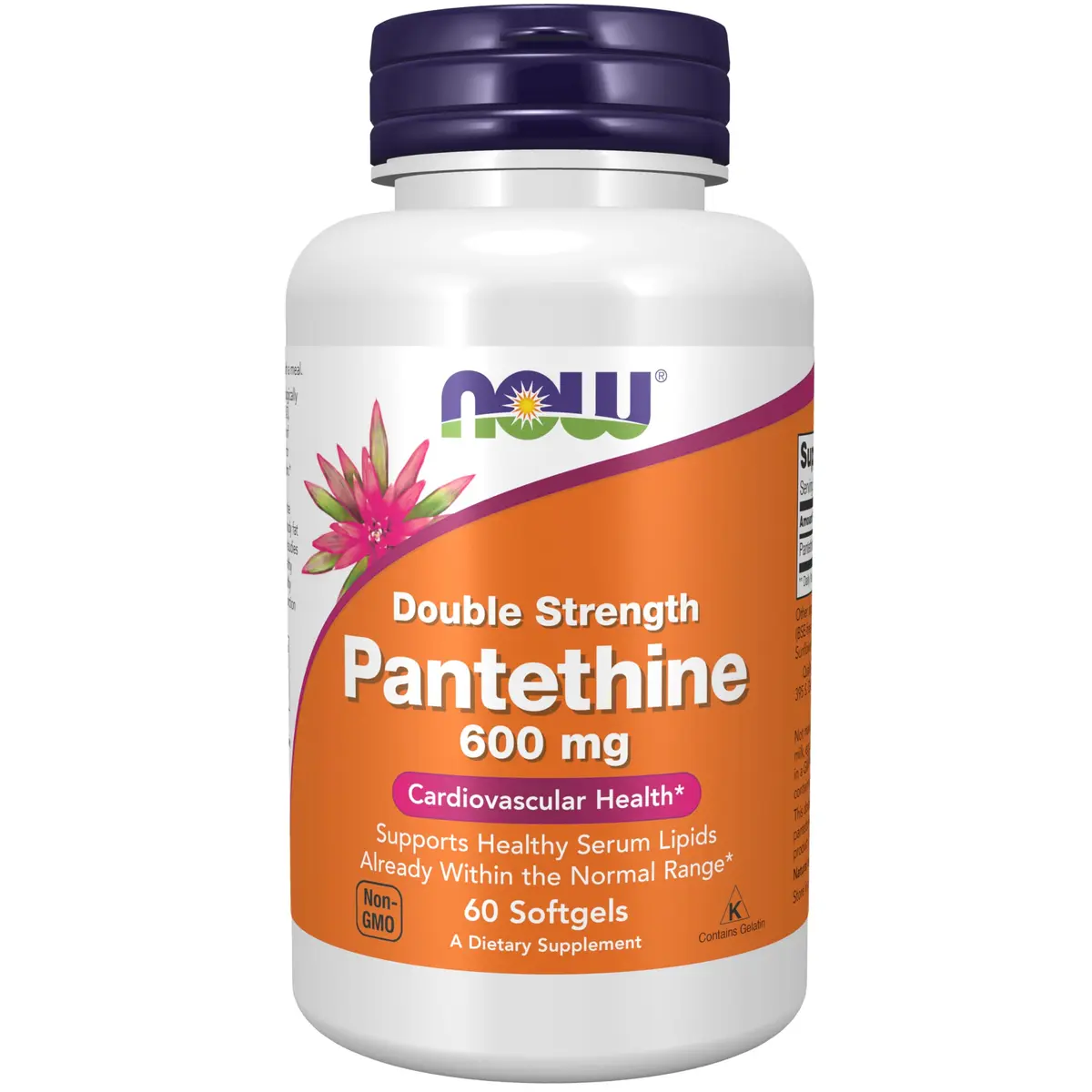 NOW Supplements, Pantethine 600 mg, Double Strength, 60 Softgels | Supports Healthy Serum Lipids - main product image