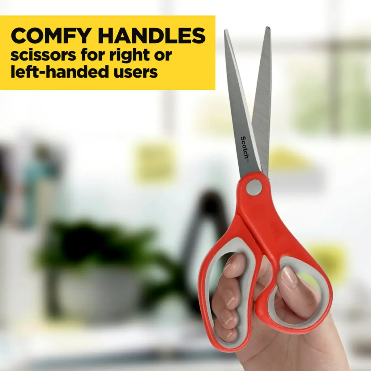 Scotch Multi-Purpose Scissors 8 Inches Red & Gray | Ambidextrous Comfort Grip - view 5