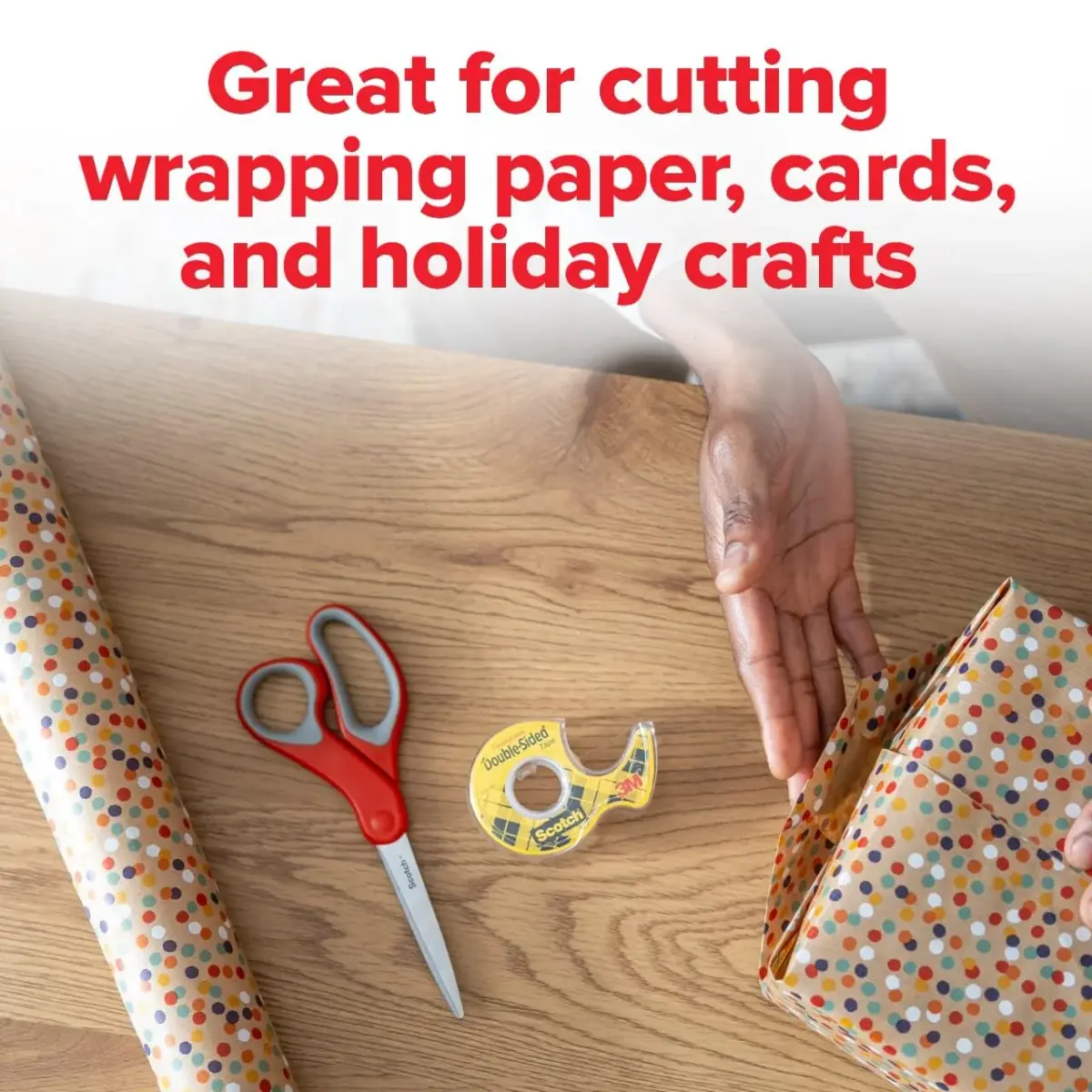 Scotch Multi-Purpose Scissors 8 Inches Red & Gray | Ambidextrous Comfort Grip - view 7