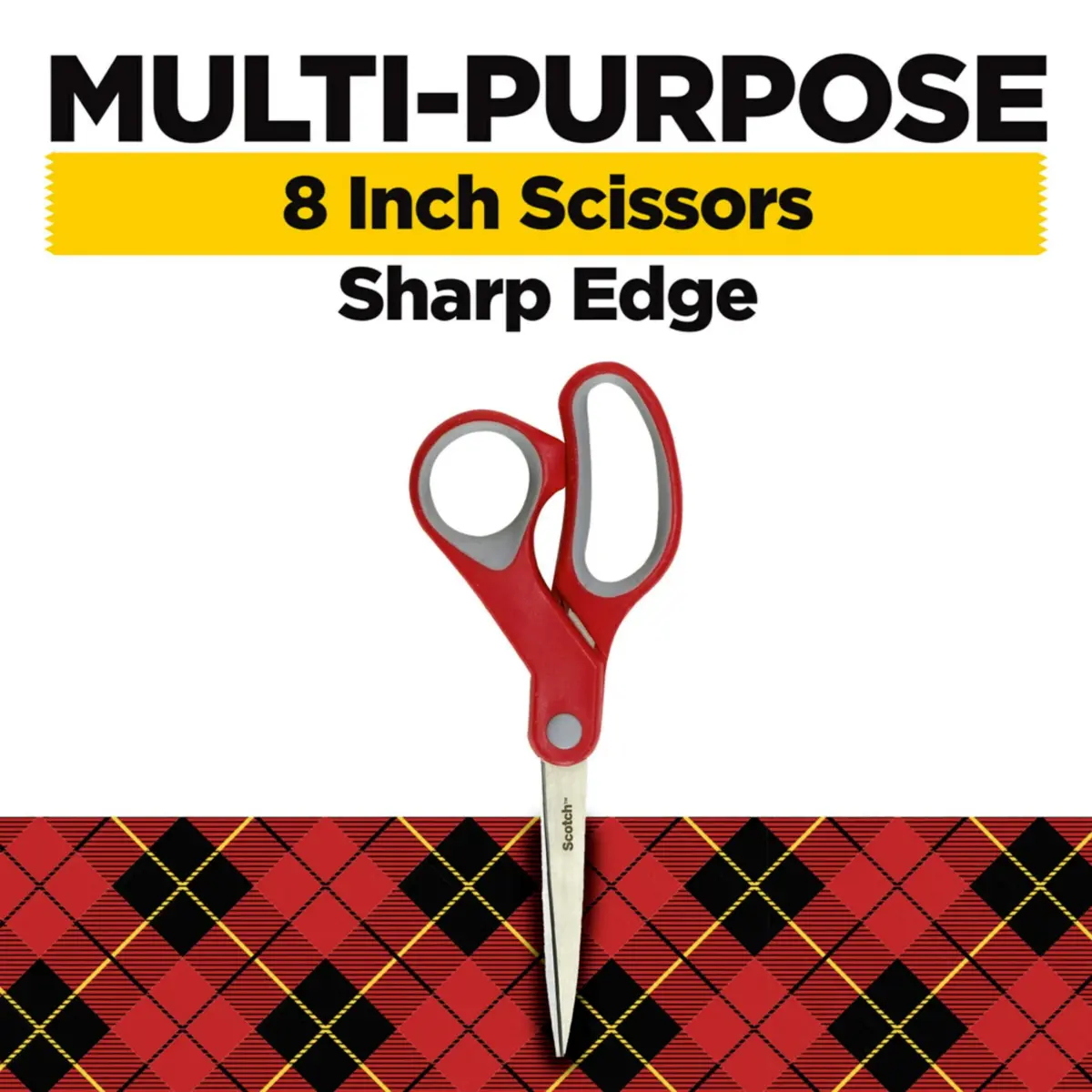 Scotch Multi-Purpose Scissors 8 Inches Red & Gray | Ambidextrous Comfort Grip - view 2