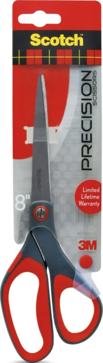 Scotch 8-Inch Precision Scissors | Ambidextrous Comfort Grip, Stainless Steel Blades - main product image