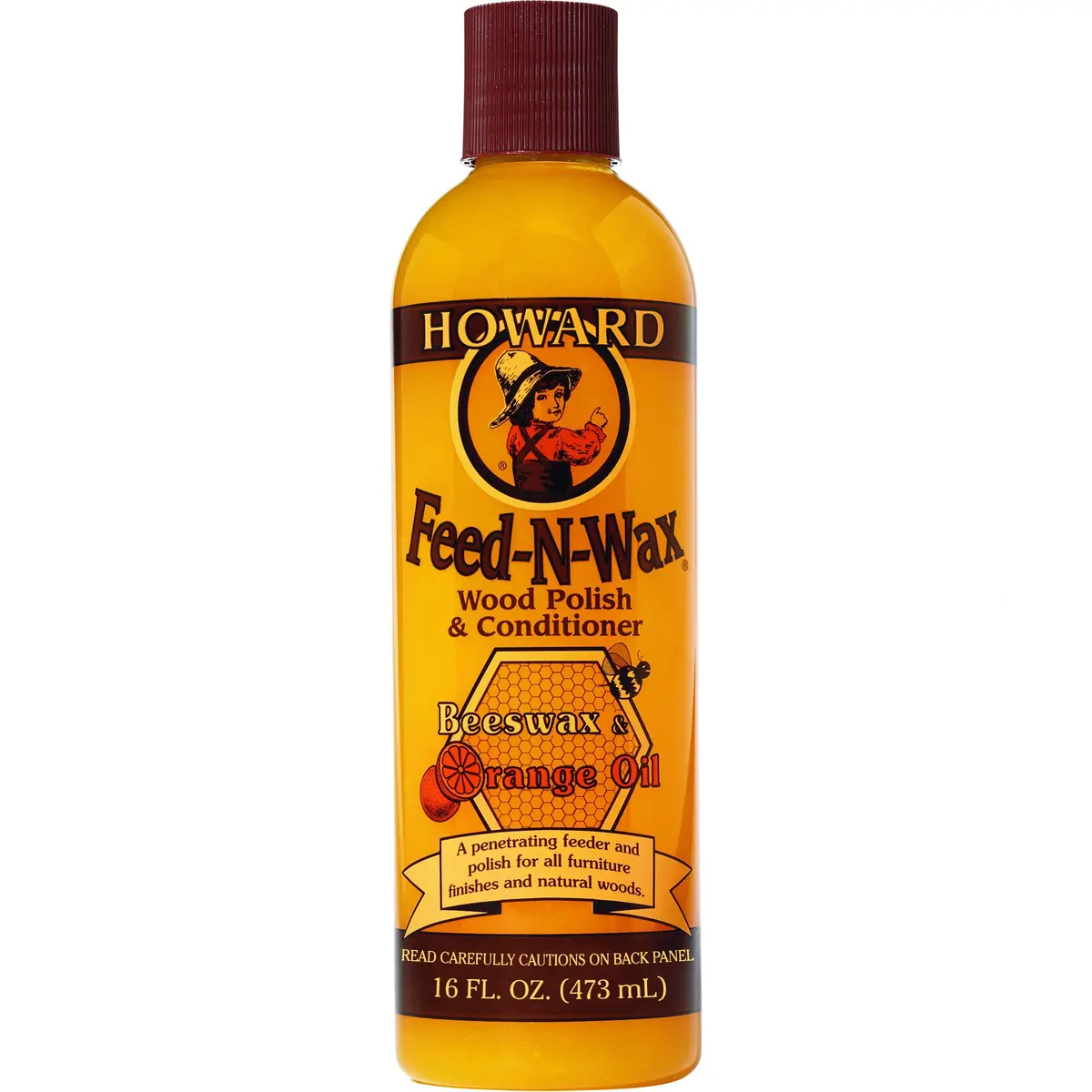 Howard Feed-N-Wax Wood Polish & Conditioner 16 Fl Oz (473ml) | Natural Beeswax & Carnauba Furniture Polish - main product image