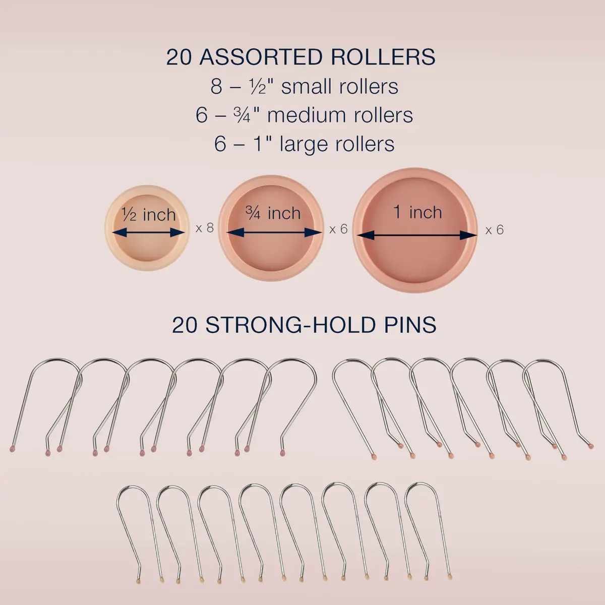 Conair Hair Rollers 20 Piece Set | Multi Size Curlers for All Hair Types with Compact Design - view 2