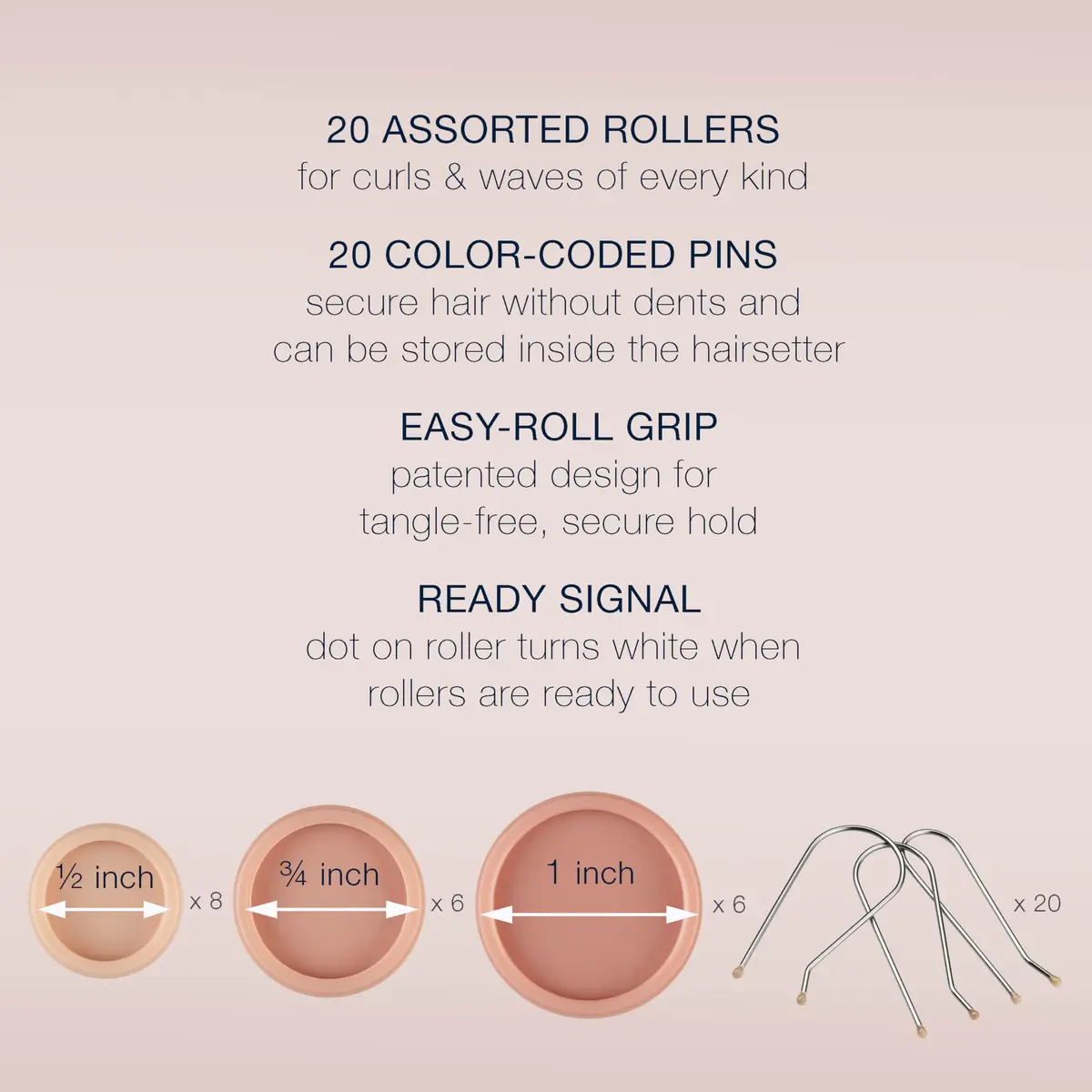 Conair Hair Rollers 20 Piece Set | Multi Size Curlers for All Hair Types with Compact Design - view 4