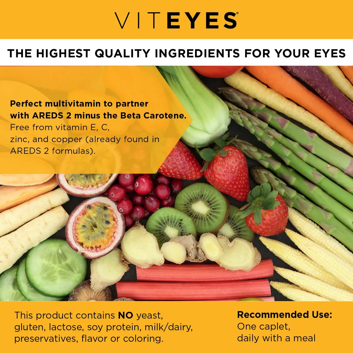 Viteyes Classic AREDS 2 Companion Multivitamin 90 Caplets | Beta-Carotene Free Eye Support - view 3