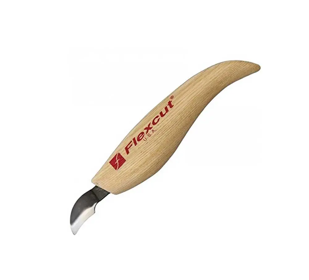FLEXCUT Left-Handed Hook Knife 7/8 Inch | High-Carbon Steel Blade, Ergonomic Ash Handle for Carving - main product image