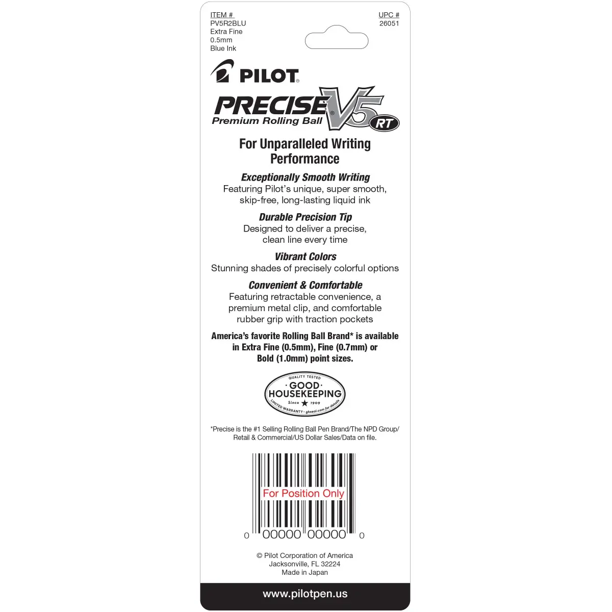 Pilot Precise V5 RT Rollerball Pens, Extra Fine Point 0.5mm, Black Ink, 2-Pack | USA Import - view 2
