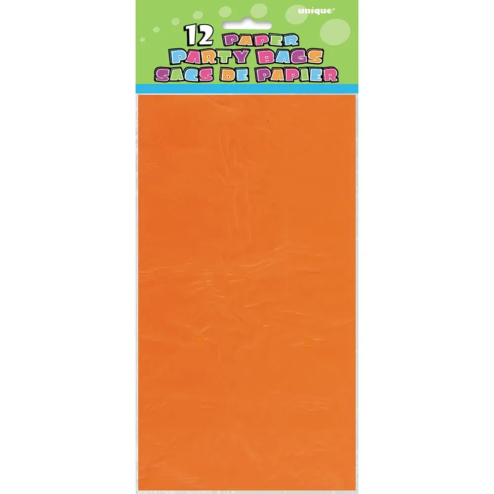 Unique Vibrant Orange Paper Party Bags (Pack of 12, 10" x 5") | Premium Quality for Celebrations - view 2