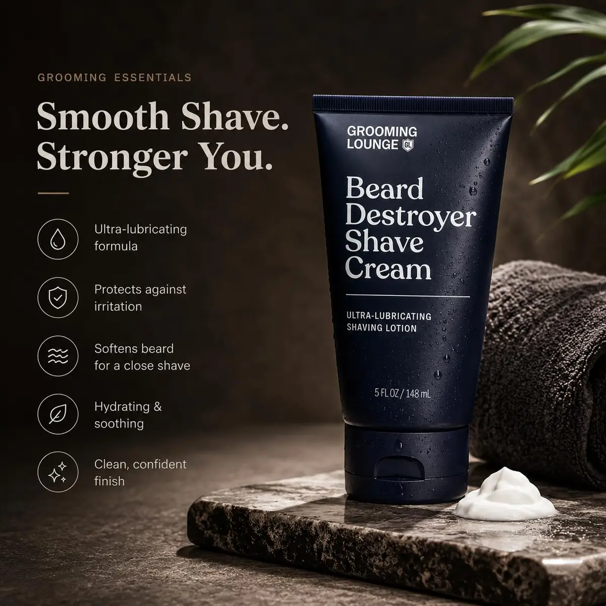 Grooming Lounge Beard Destroyer Shave Cream for Men, Rosemary & Aloe 148ml (5 Fl Oz) | Barber-Crafted Formula for Sensitive Skin - view 7