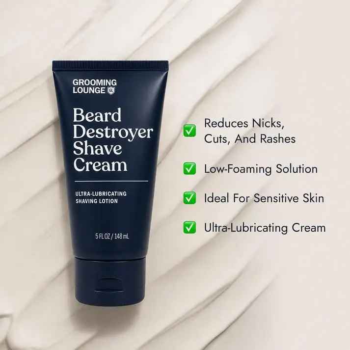 Grooming Lounge Beard Destroyer Shave Cream for Men, Rosemary & Aloe 148ml (5 Fl Oz) | Barber-Crafted Formula for Sensitive Skin - view 4