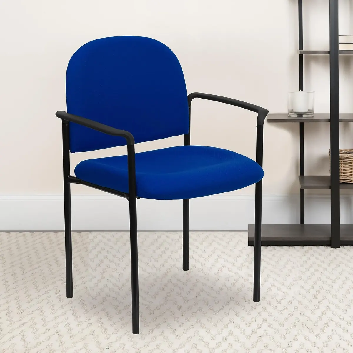 Flash Furniture Steel Stackable Reception Chair with Arms, Navy | Ergonomic, Heavy Duty Steel Frame, 5 Chairs Stackable - view 2
