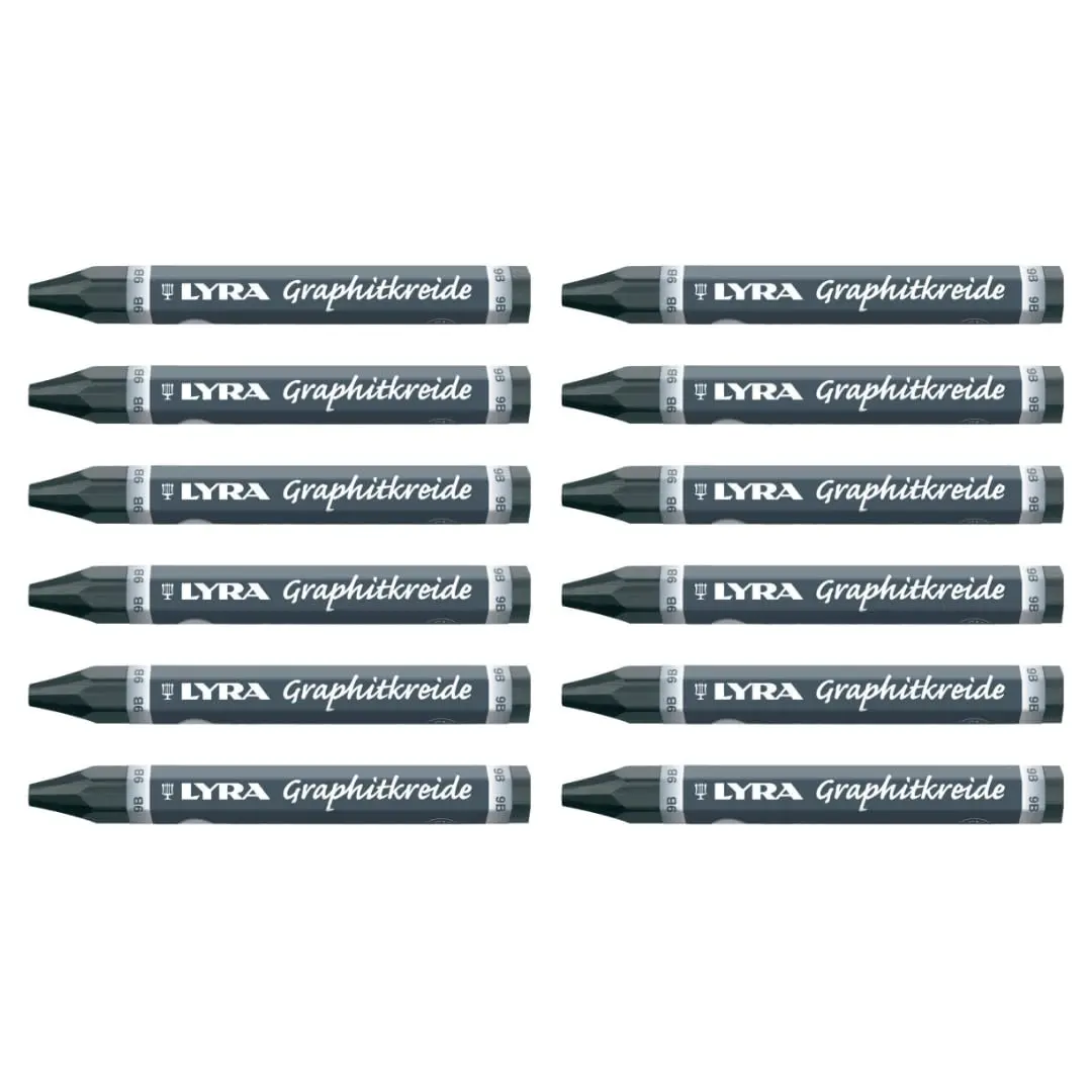 Lyra Graphite Crayons - 9B Graphite Stick Crayons, 13mm Diameter (Set of 12) | Professional Grade Drawing & Shading Sticks - main product image