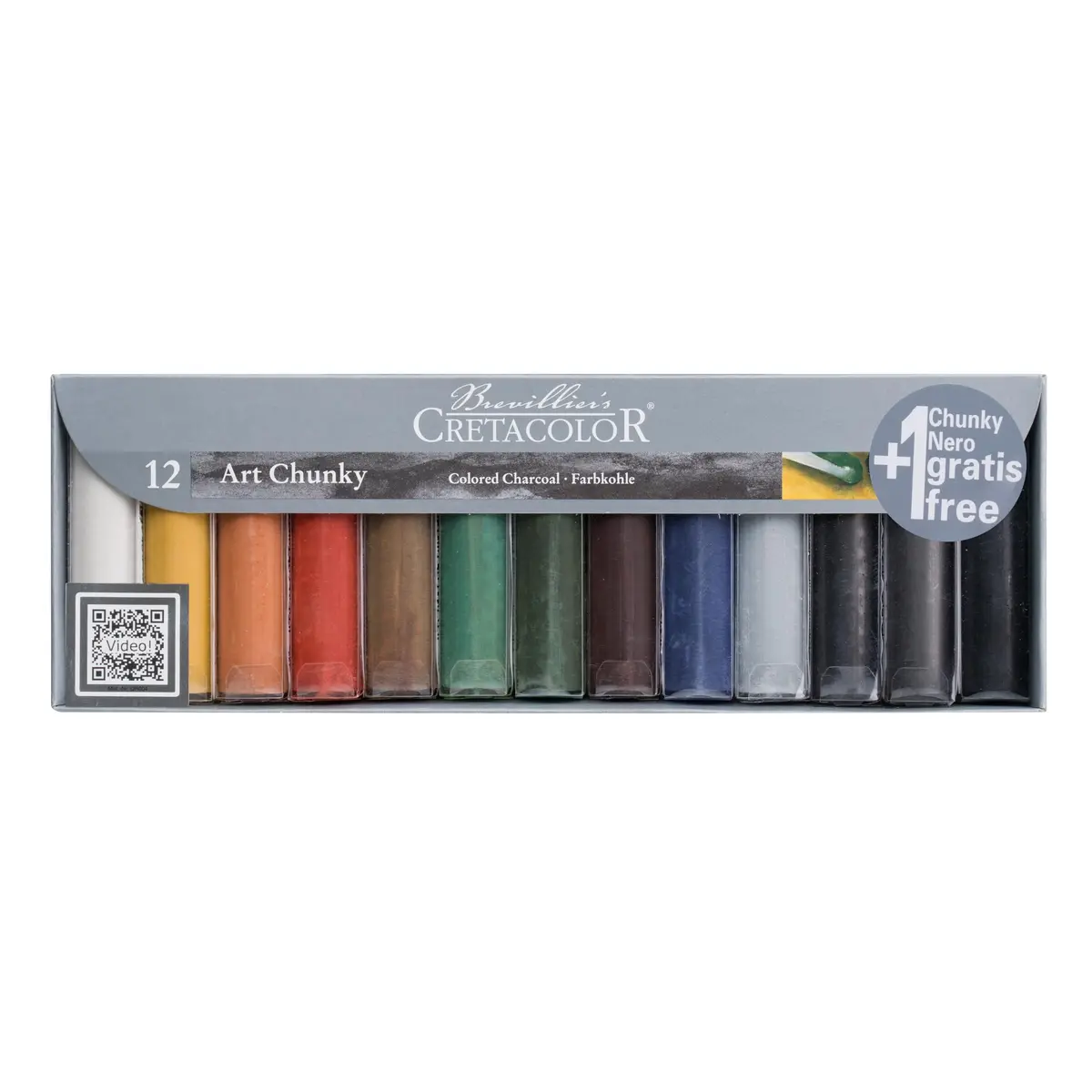 Cretacolor Art Chunky Set, 12 Colors | Water-Soluble Charcoal Sticks for Large Scale Drawings - main product image