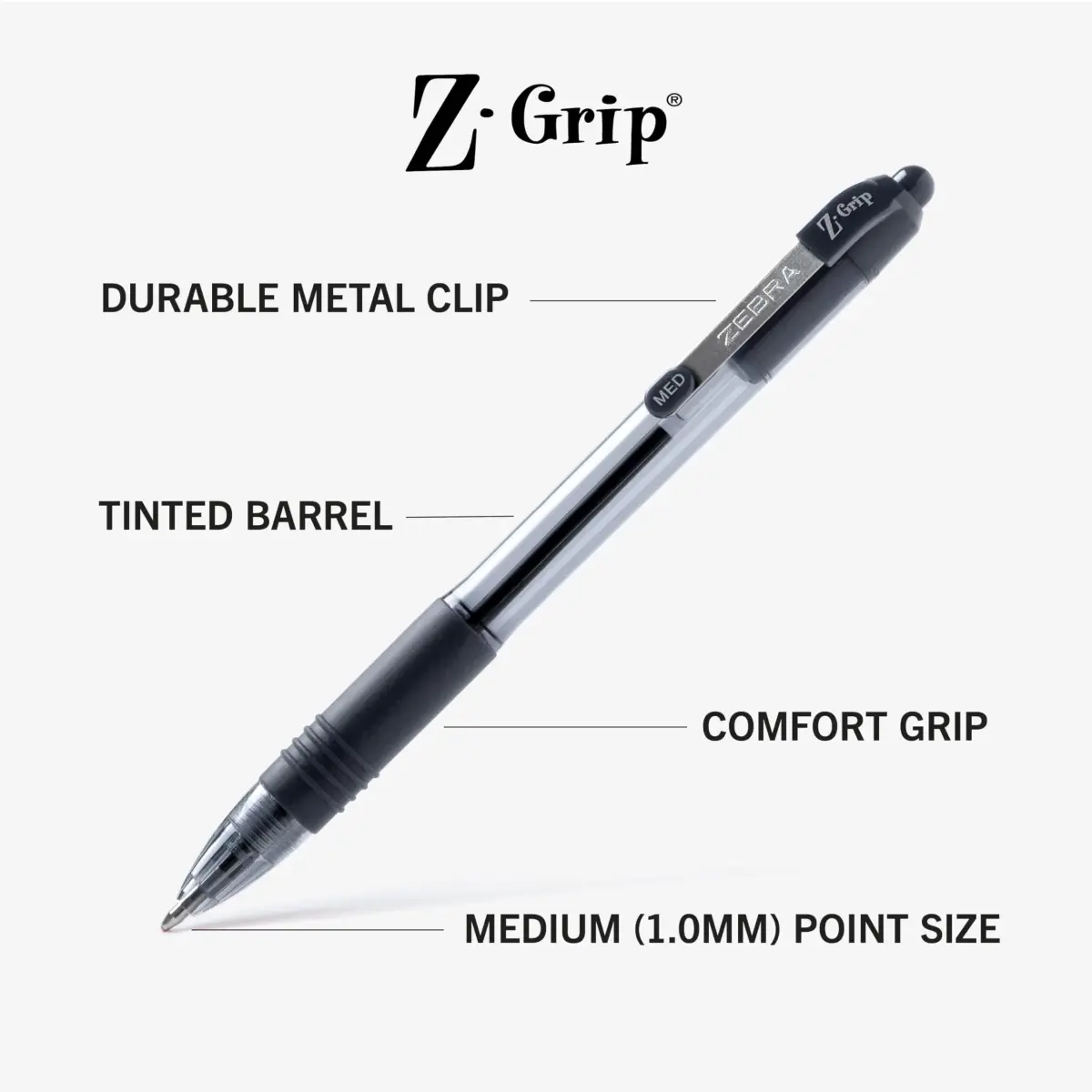 Zebra Pen Z-Grip Retractable Ballpoint Pens, Black Ink, 1.0mm Medium Point, 24-Pack | Smooth Writing for Students & Professionals - view 3