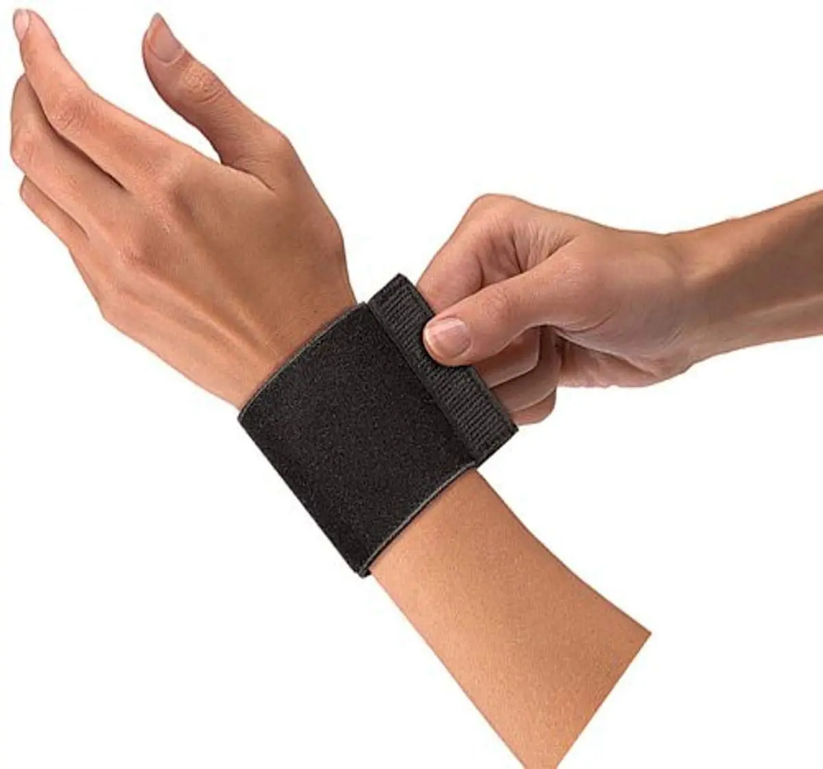 Mueller Elastic Support with Loop | Wrist Pain Relief & Support, One Size, Black - main product image
