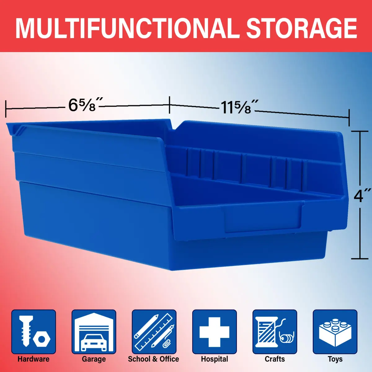Akro-Mils Yellow Shelf Bins 12-Pack 16.9 L (0.6 cu ft) | Durable Industrial-Grade Plastic Storage Containers for Garage, Kitchen, and Closet Organization - view 3