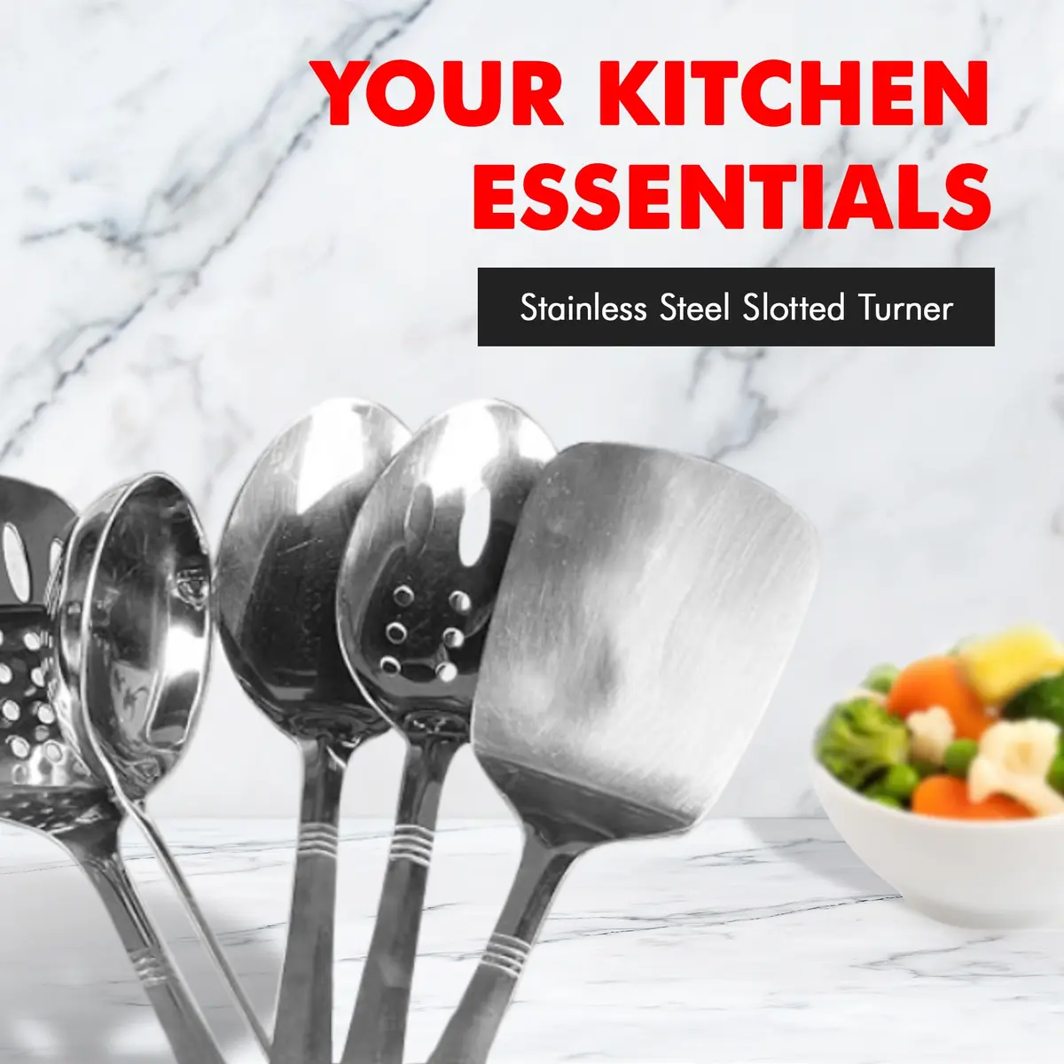 Chef Craft Stainless Steel Slotted Turner | Heavy Gauge, Dishwasher Safe, 12.5 inch - view 5