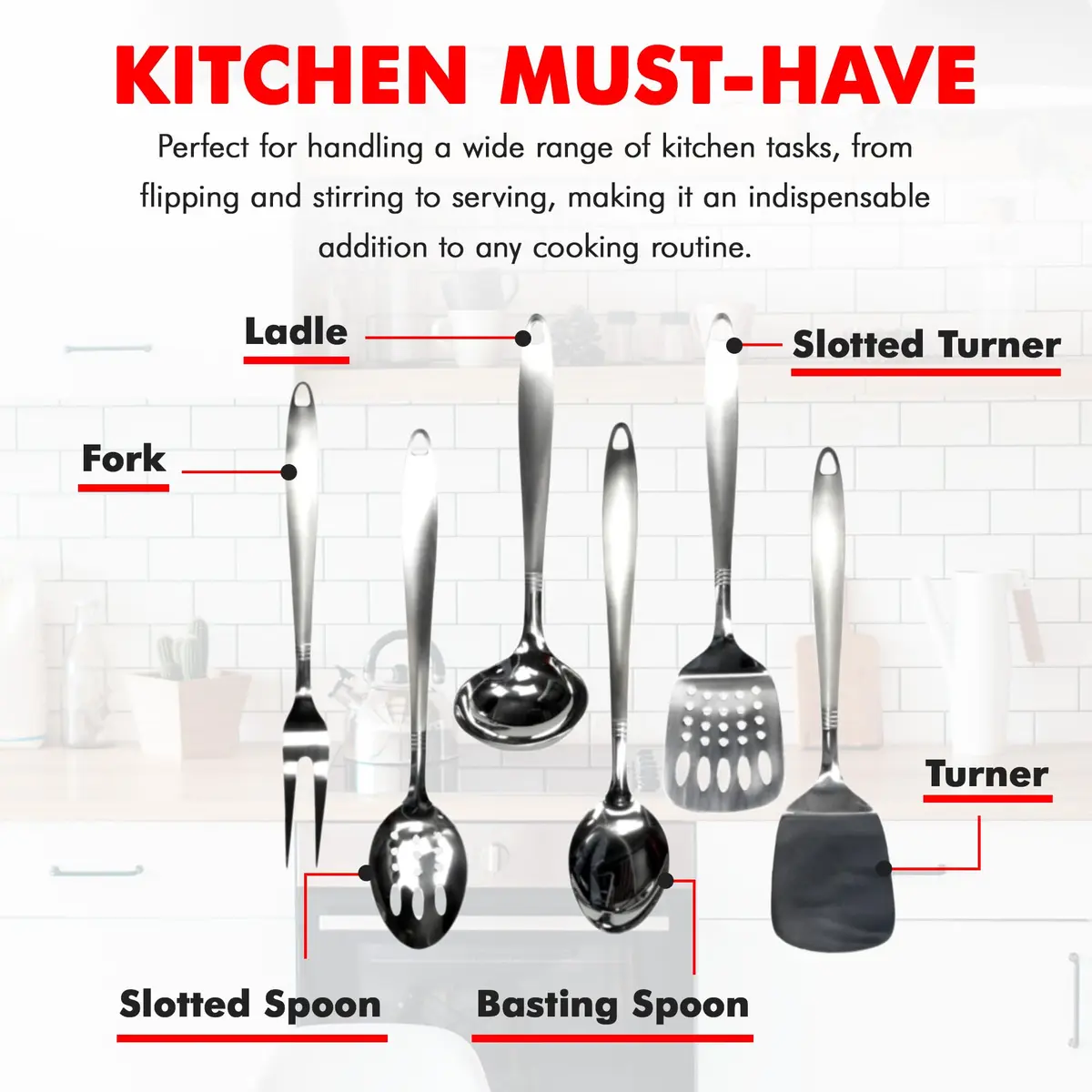 Chef Craft Select Meat Serving Fork 13 inch | Heavy Gauge Stainless Steel with Hanging Hole - view 6