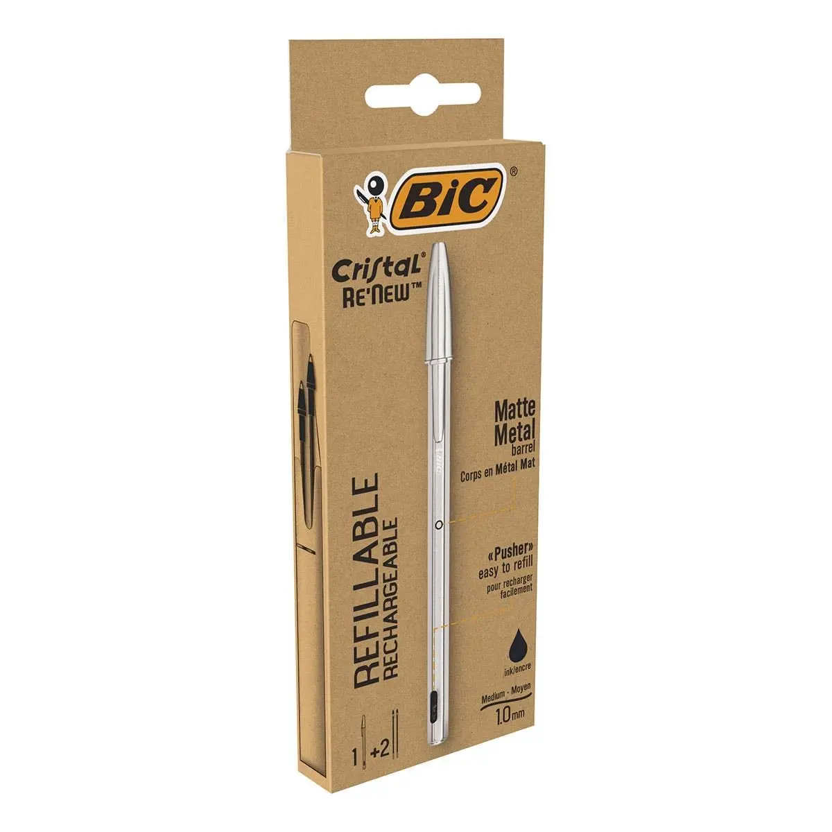BIC Cristal ReNew Re-Fillable Pen & 2 Refills | Smooth, Refillable, 1.0mm Point - view 8
