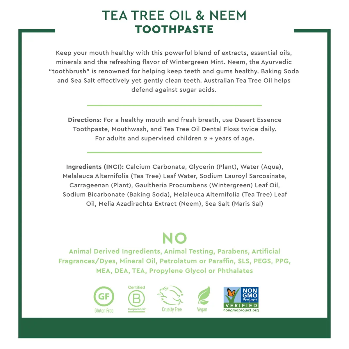Desert Essence Tea Tree Oil & Neem Toothpaste 6pk | Natural Deep Clean & Fresh Breath (6.25 oz each) - view 5