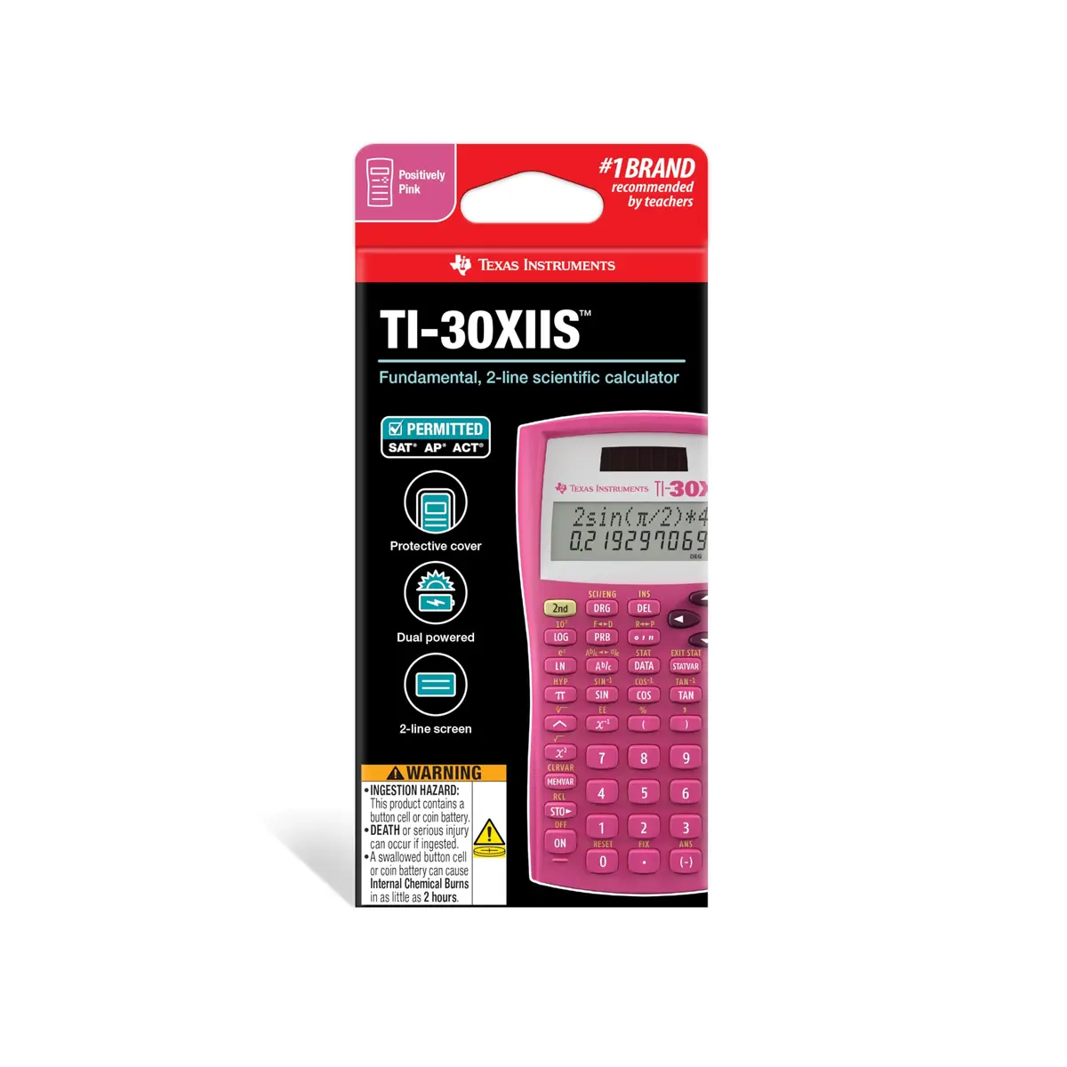 Texas Instruments TI-30X IIS Scientific Calculator, Pink | 2-Line Display, Statistics & Advanced Functions - view 2