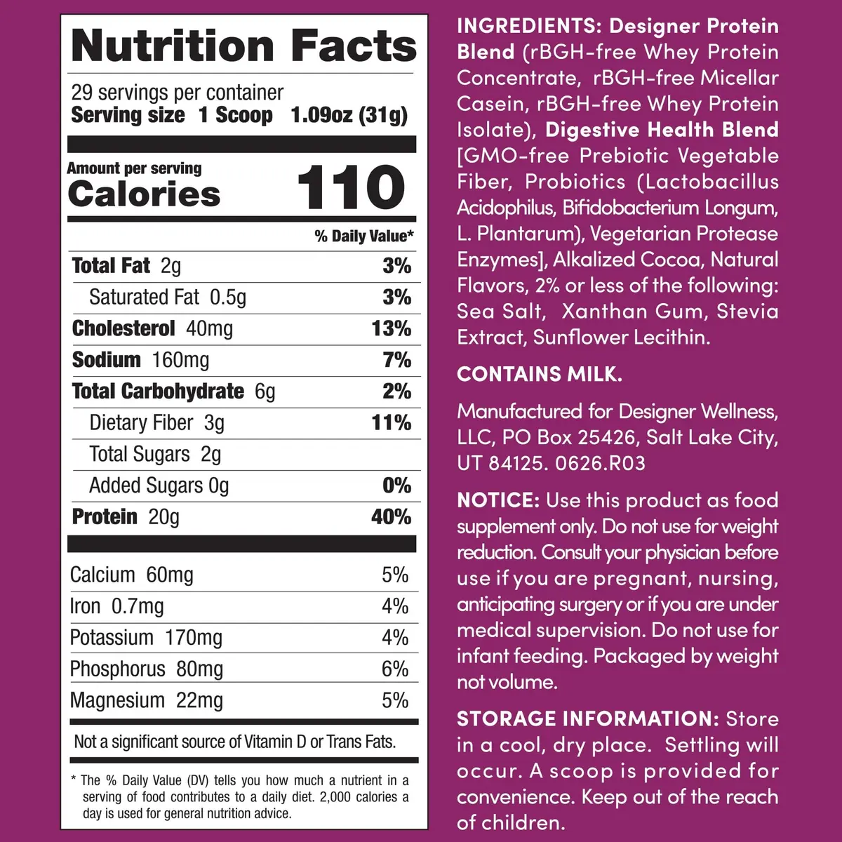 Designer Wellness Double Chocolate Whey Protein Powder 2lb | Natural, GMO-Free, Gluten-Free, Keto Friendly - view 5
