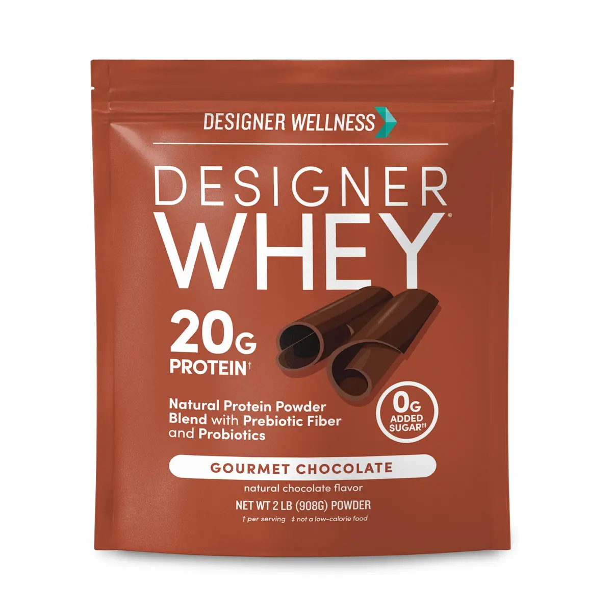 Designer Wellness Chocolate Whey Protein Powder 2 lb | Natural, GMO-Free, Supports Lean Muscle & Recovery - main product image