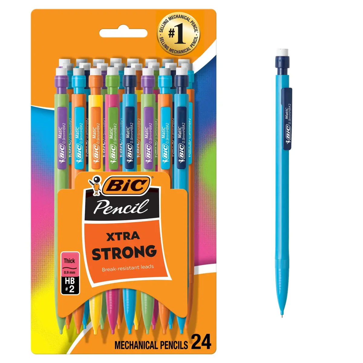BIC Xtra Strong Mechanical Pencils 0.9mm Thick Point 24-Count | Smooth Writing for Students & Office - main product image
