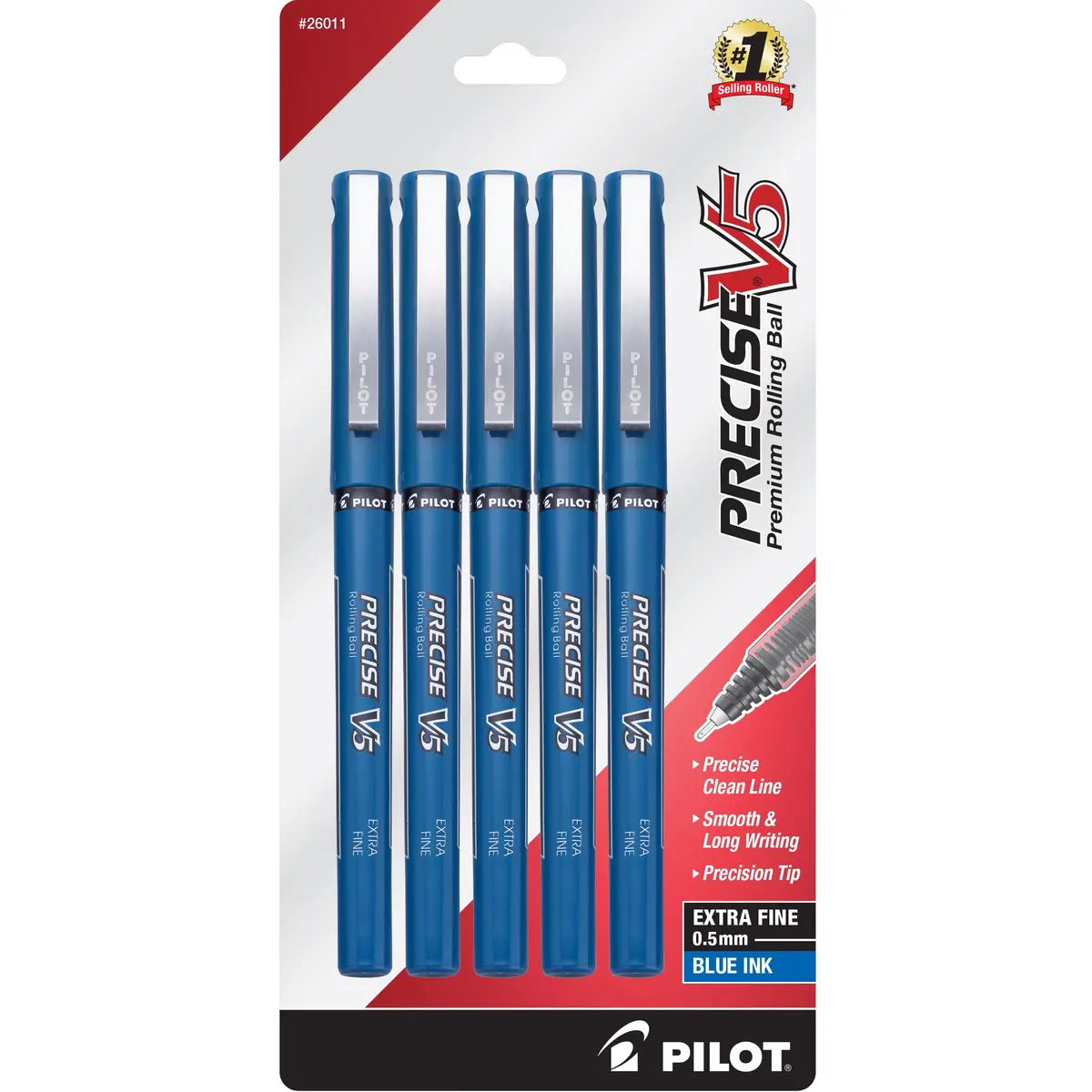 PILOT Precise V5 Extra Fine Point 0.5 mm Blue Pens | Smooth, Accurate & Fade-Resistant (70-120 chars) - main product image
