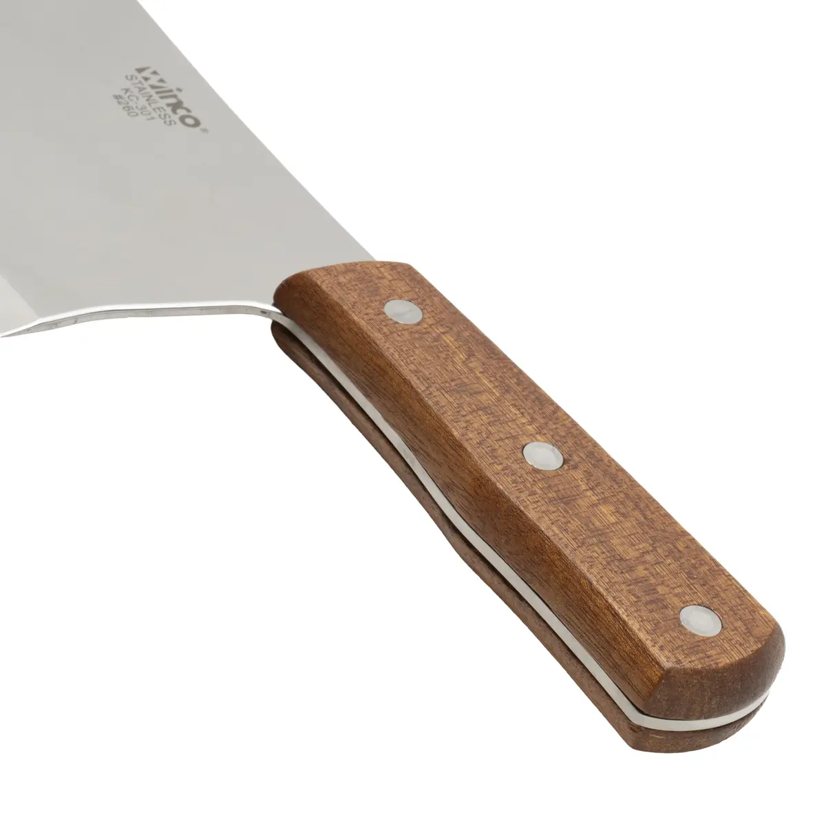Winco 8" (20.3 cm) Chinese Stainless Steel Cleaver with Wooden Handle | Heavy Duty Bone Chopper - view 2