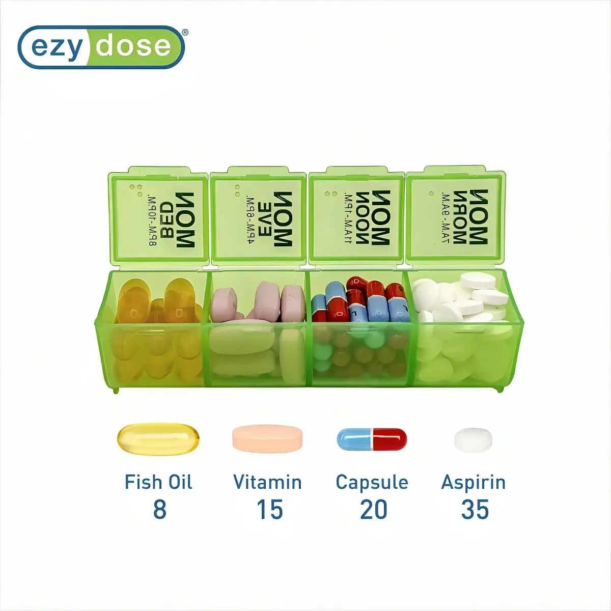 EZY DOSE Weekly Pill Organizer Large 7-Day Medicine Planner | 4 Compartments per Day - view 3