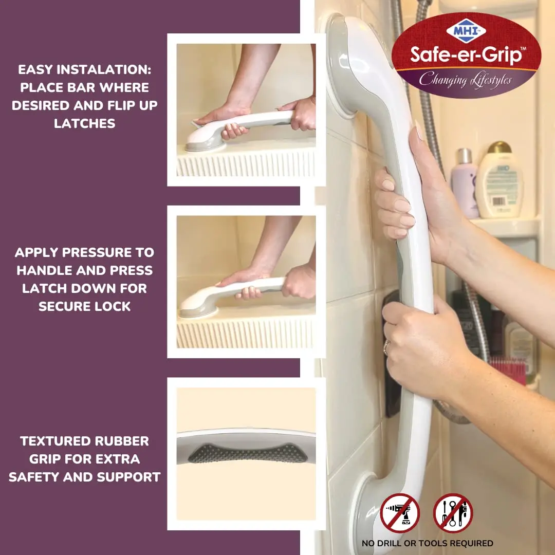 Safe-er-Grip 24-Inch Suction Cup Balance Assist Bar for Bath & Shower | Bathroom Safety Aid - view 2