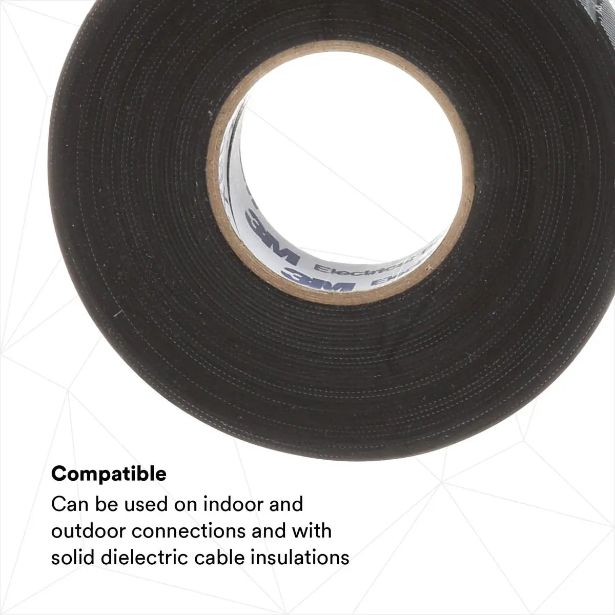 3M Temflex Rubber Splicing Tape 2155, 3.8 cm x 6.7 m (1-1/2 in x 22 ft) Black | Insulates Up to 600V - view 2