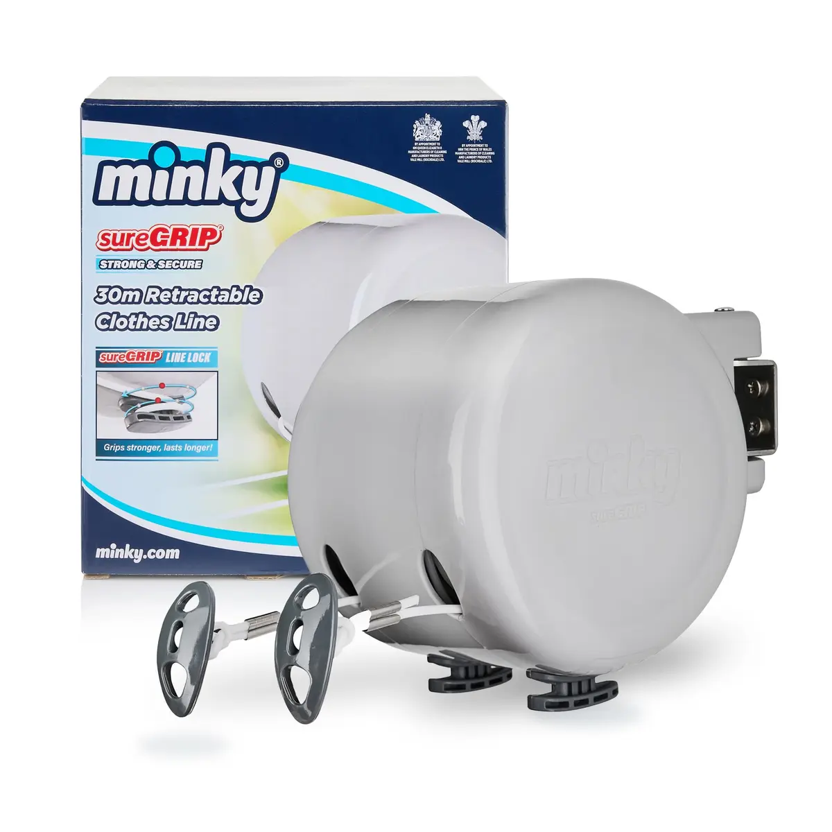 Minky Homecare Dual Retractable Clothesline 30m (98 Feet) | Heavy Duty PVC Coated Line for Outdoor Drying - main product image