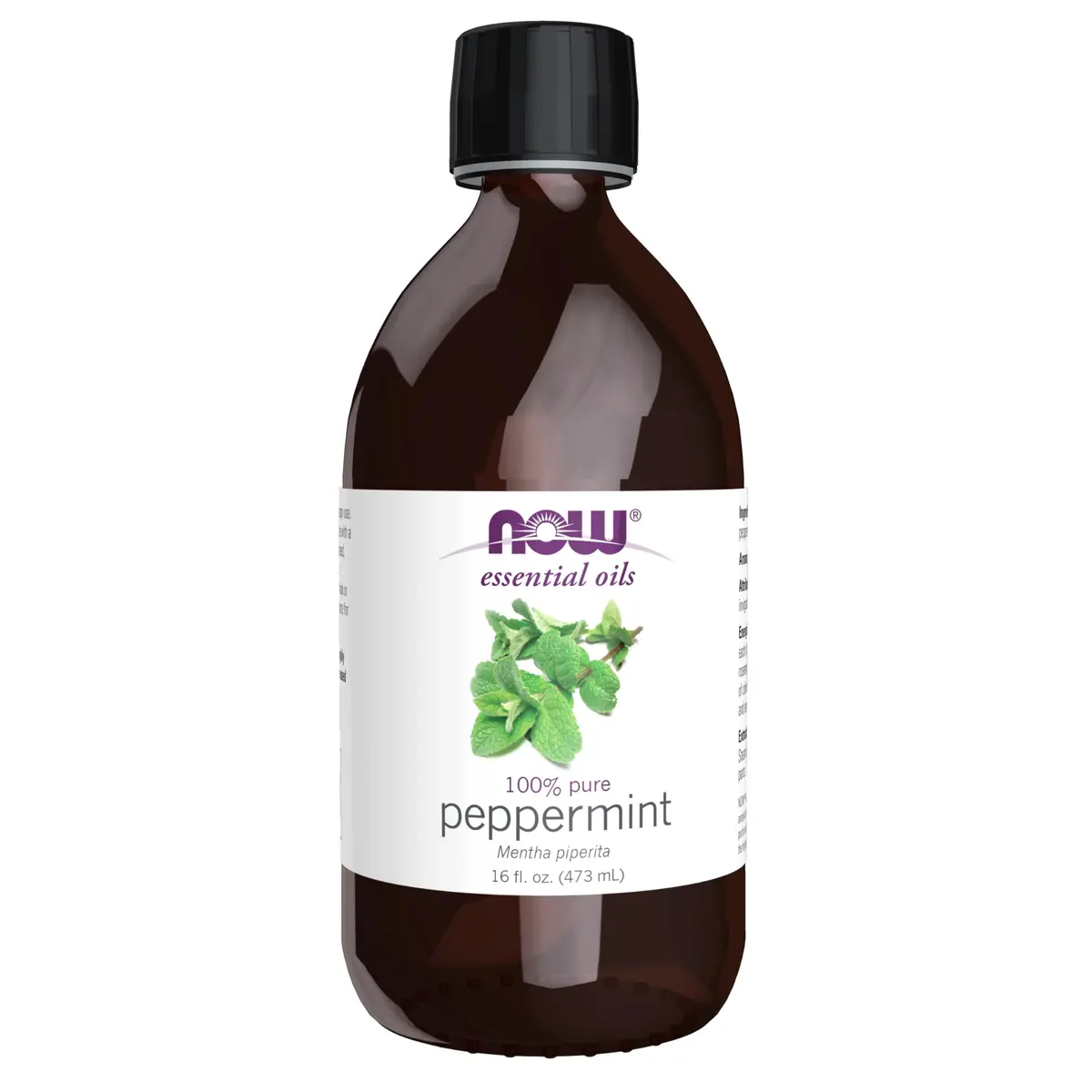NOW Peppermint Essential Oil 473ml (16 fl. oz) | Steam Distilled, Undiluted, Revitalizing Scent - main product image