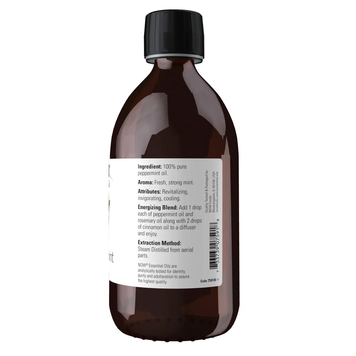 NOW Peppermint Essential Oil 473ml (16 fl. oz) | Steam Distilled, Undiluted, Revitalizing Scent - view 2