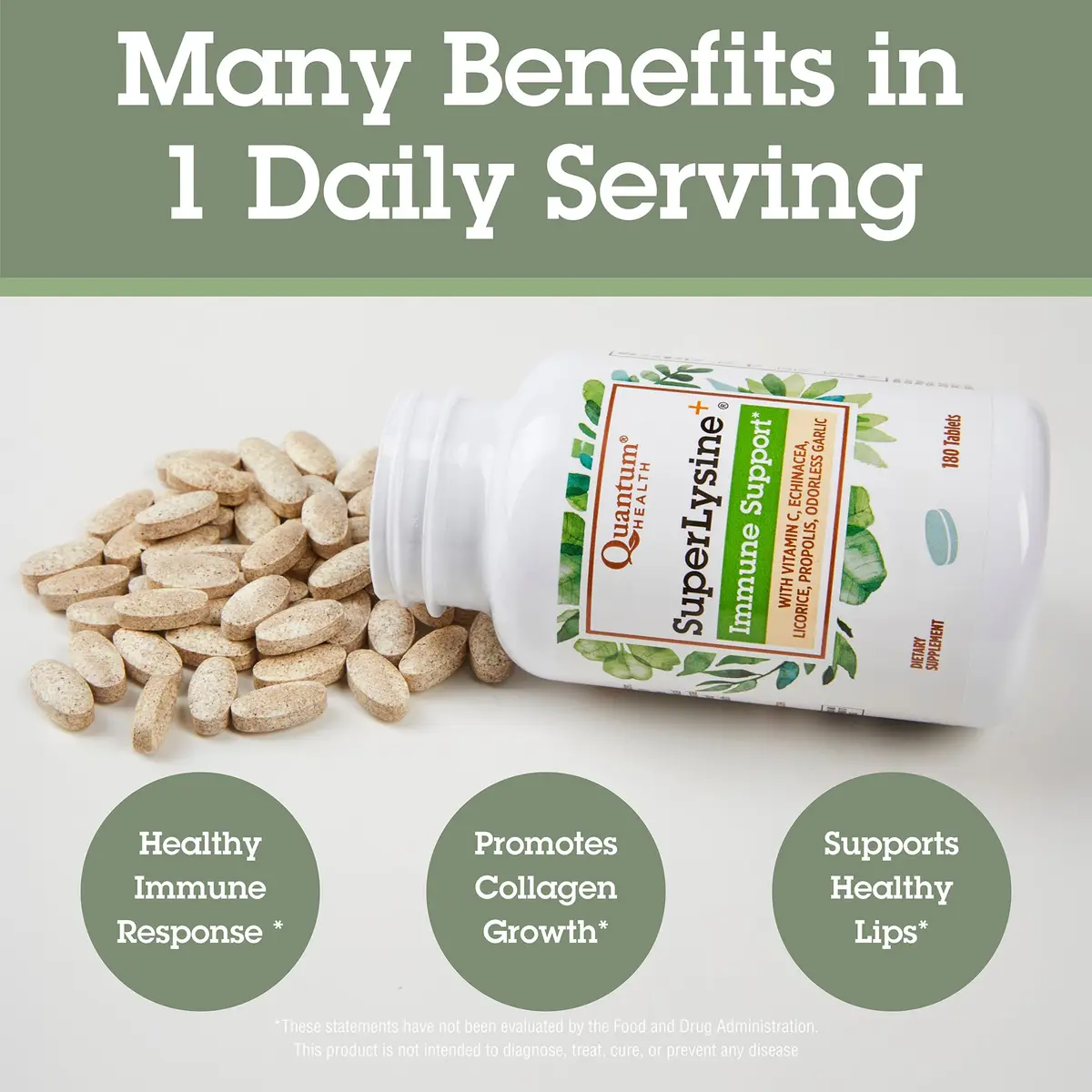Quantum SuperLysine+ 1500mg L-lysine Immune Support 180 Tablets | Supports Healthy Lips & Immune System - view 6